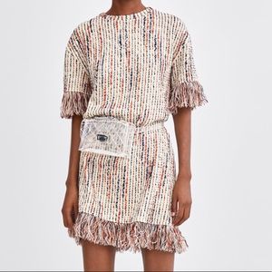 Zara jacquard dress with fringe (small)